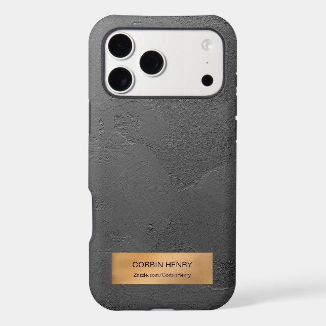 Gold Metallic Plaque Black Texture Personalized (Back)