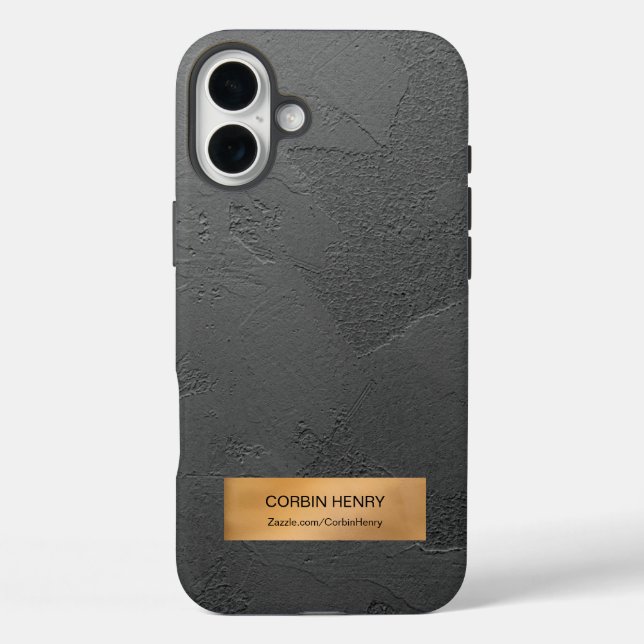 Gold Metallic Plaque Black Texture Personalized Case-Mate iPhone Case (Back)