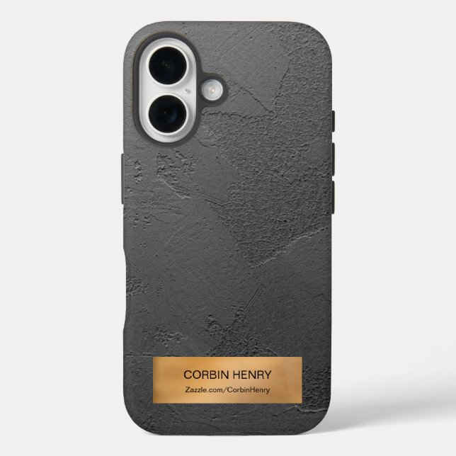 Gold Metallic Plaque Black Texture Personalized Case-Mate iPhone Case (Back)