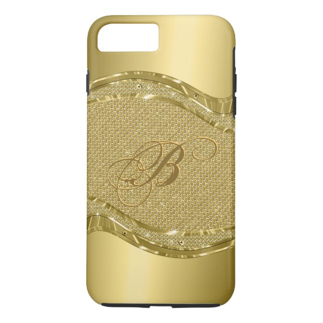 Gold Metallic Print With Diamonds Pattern Case-Mate iPhone Case (Back)