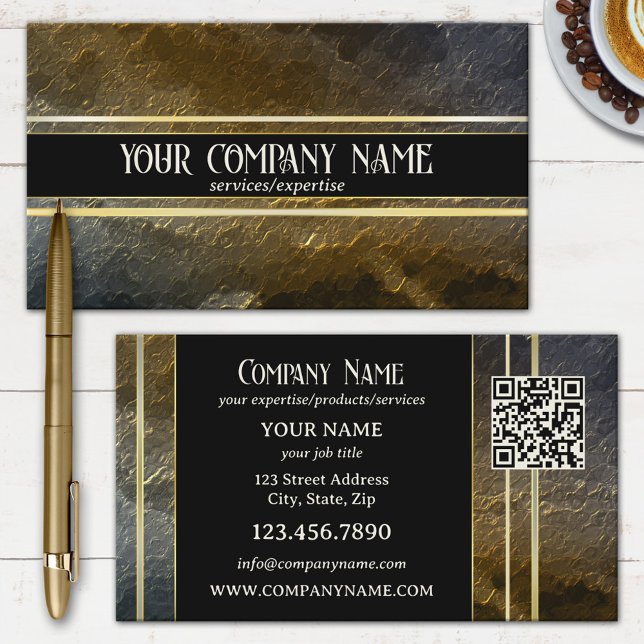 Gold Metallic QR Professional Design Business Card (Creator Uploaded)