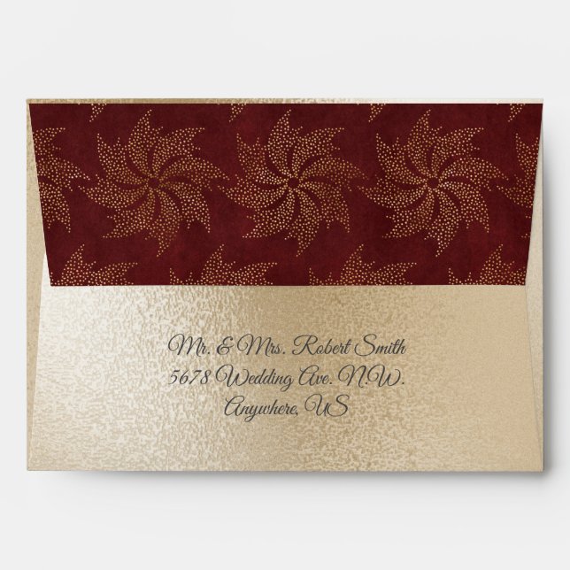 Gold Metallic Red Fairy Lights Wedding Envelope (Back (Top Flap))
