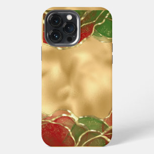 Gold Metallic Red Green Alcohol Ink Holiday iPhone 13 Pro Max Case