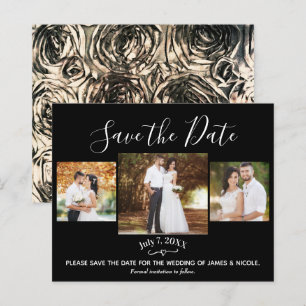 Gold Metallic Roses Wedding Photo Save the Date