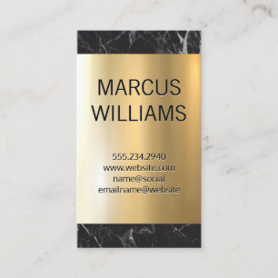Gold Metallic Shine   Black Marble Business Card