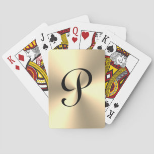 Gold metallic shine personalized monogram playing cards