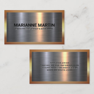 Gold Metallic Silver Background   Shiny Business Card