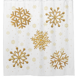 Gold Metallic Snowflakes on White