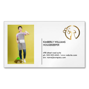 Gold Metallic Spray Bottle   Maid   Add Custom Pic Magnetic Business Card
