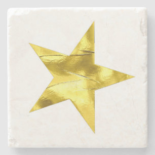 Gold metallic star stylish chic stone coaster