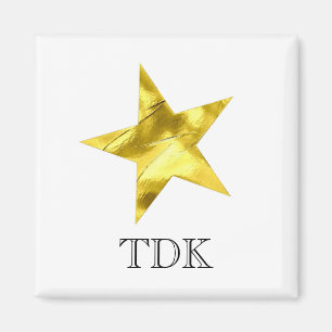Gold metallic star stylish personalized custom magnet