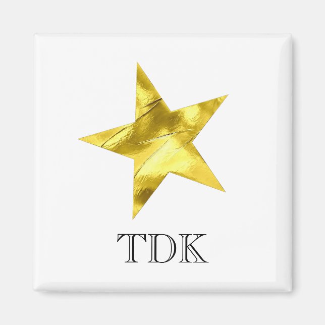 Gold metallic star stylish personalized custom magnet (Front)