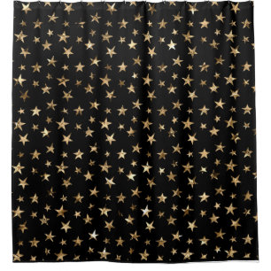 Gold Metallic Stars Shower Curtain