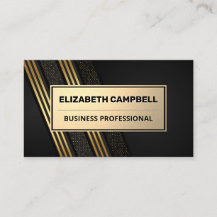 Gold Metallic Striped Sequin Pattern Business Card