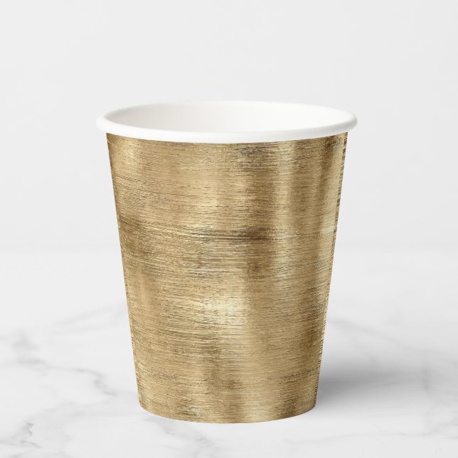 Gold metallic texture rustic shimmer stylish paper cups (Front)