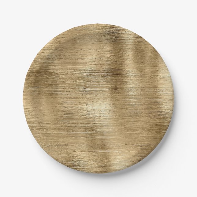 Gold metallic texture rustic shimmer stylish paper plate (Front)
