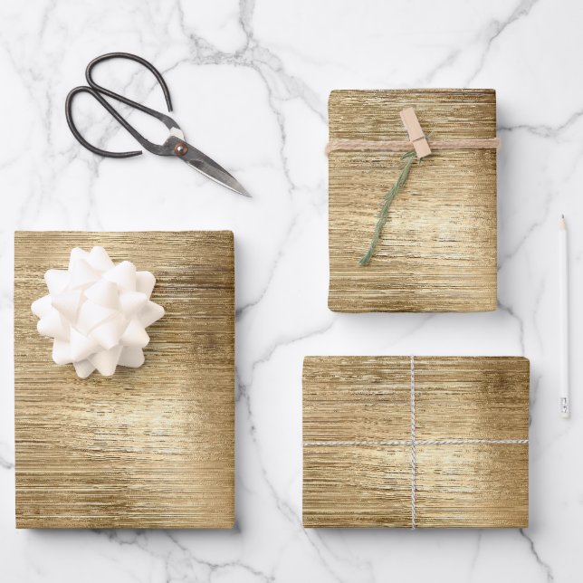 Gold metallic texture rustic shimmer stylish wrapping paper sheet (Front)