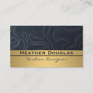 Gold Metallic Topographic Contours Business Card