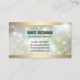 Gold Metallic Trim Marble Glow Business Card