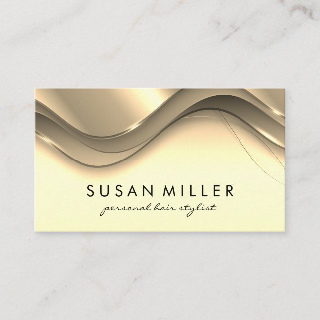 Gold Metallic Wave Background Business Card (Front)