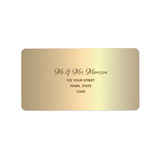 Gold Metallic Wedding Address Label Luxury Glam (Front)
