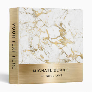 Gold Metallic White Marble Consultant Business Binder