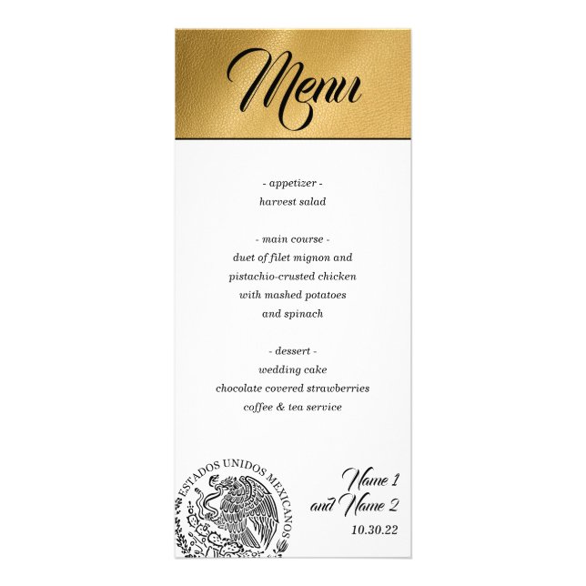 Gold Mexico Passport Menu (Front)