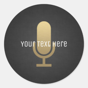 Gold Microphone Classic Round Sticker