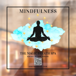 ** Gold Mindfulness Reiki Man Yoga Meditation  Window Cling