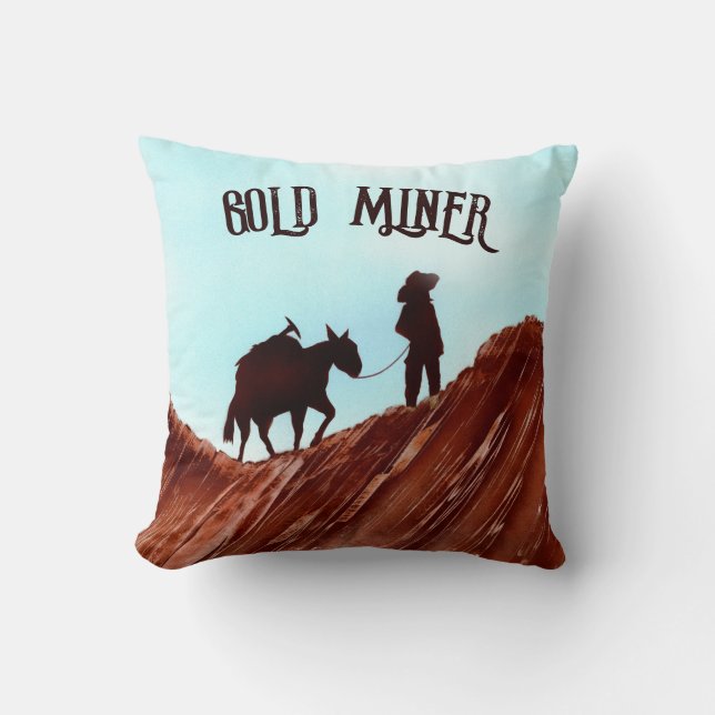 Gold Miner Throw Pillow (Front)
