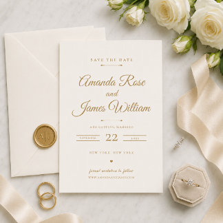 Gold Minimal Look Save the Date Card