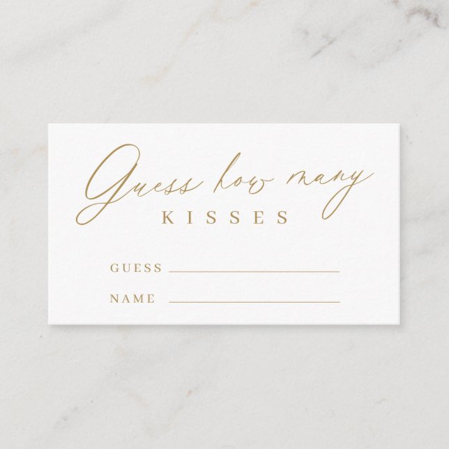 Gold minimal modern guess how many kisses game enclosure card (Front)