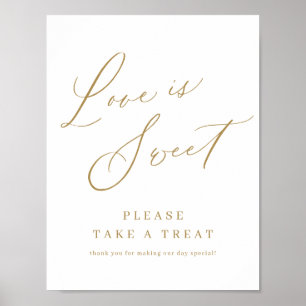 Gold minimal modern script wedding love is sweet poster