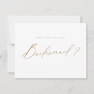 Gold minimal would you be my bridesmaid script invitation