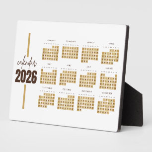 Gold Minimalist 2026 Calendar Plaque