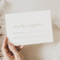 Gold Minimalist Baby Name Suggestions Card