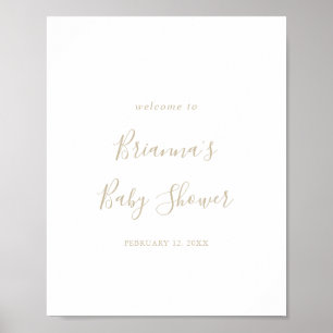 Gold Minimalist Baby Shower Welcome Poster