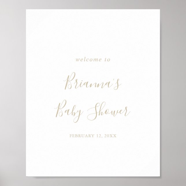 Gold Minimalist Baby Shower Welcome Poster (Front)