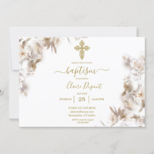 Gold minimalist Baptism Spanish Invitation