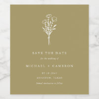 Gold Minimalist Botanical Save the Date