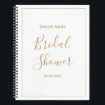 Gold Minimalist Bridal Shower Gift Tracker Notebook<br><div class="desc">Stay organized with style using this Minimalist Gold Bridal Shower Gift List Notebook. Featuring a sleek, gold-accented design, this notebook is perfect for tracking gifts, guests, and thank-you notes. Simple yet elegant, it adds a touch of sophistication to any bridal shower. Ideal for modern, minimalist, or elegant bridal showers, this...</div>