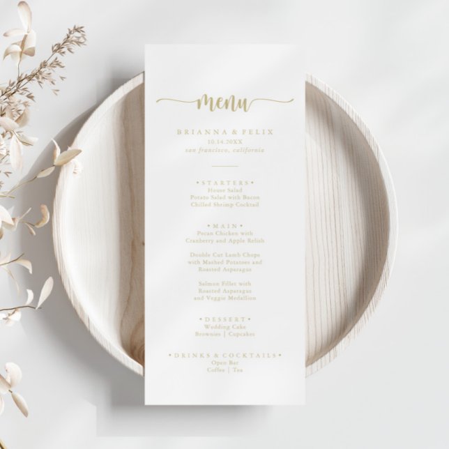 Gold Minimalist Calligraphy Dinner Menu (Creator Uploaded)