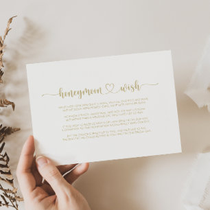 Gold Minimalist Calligraphy Honeymoon Wish Enclosure Card