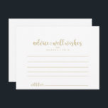 Gold Minimalist Calligraphy Wedding Advice Card<br><div class="desc">This gold minimalist calligraphy wedding advice card is perfect for a rustic wedding. The simple and elegant design features classic and fancy script typography in gold.These cards are perfect for a wedding, bridal shower, baby shower, graduation party & more. Personalize the cards with the names of the bride and groom,...</div>