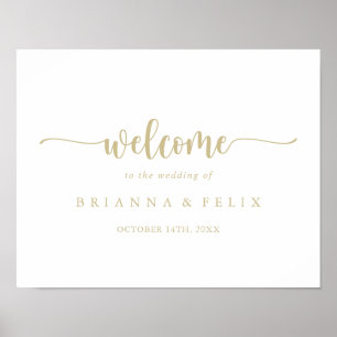 Gold Minimalist Calligraphy Wedding Welcome Sign