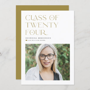 Gold Minimalist Class of 2024 Photo Graduation Announcement