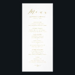 Gold Minimalist Dainty Script Wedding Menu Card<br><div class="desc">Gold Minimalist Dainty Script Menu Card | Elegant and stylish menu card featuring whimsical script,  classic typography with stripes pattern.  Personalize by adding your own details. This menu card will be perfect for weddings,  graduations,  retirement parties and so much more. Matching items and other colours are available.</div>