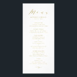Gold Minimalist Dainty Script Wedding Menu Card<br><div class="desc">Gold Minimalist Dainty Script Menu Card | Elegant and stylish menu card featuring whimsical script,  classic typography with stripes pattern.  Personalize by adding your own details. This menu card will be perfect for weddings,  graduations,  retirement parties and so much more. Matching items and other colours are available.</div>