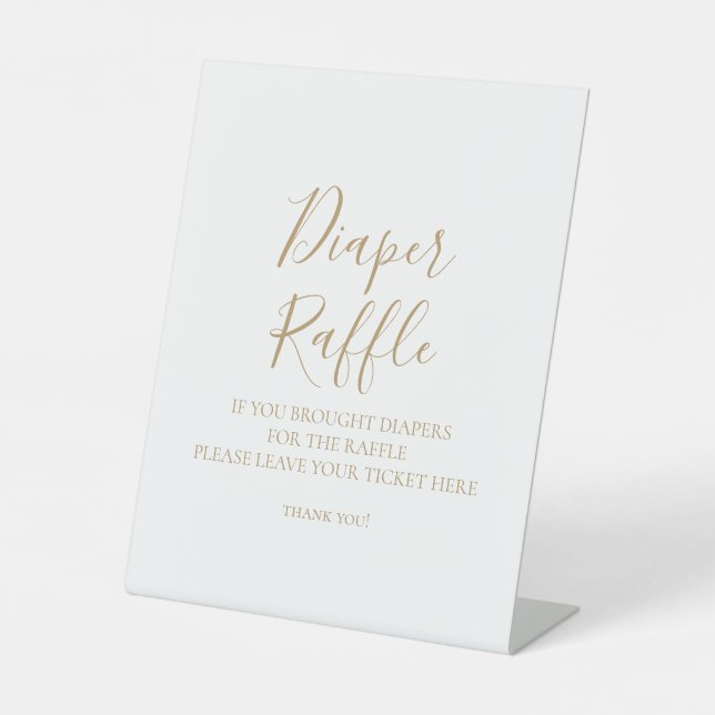 Gold Minimalist Diaper Raffle Baby Sign (Front)