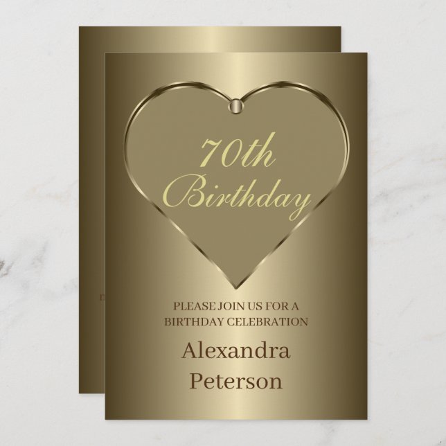 Gold Minimalist Heart Birthday Invitation (Front/Back)